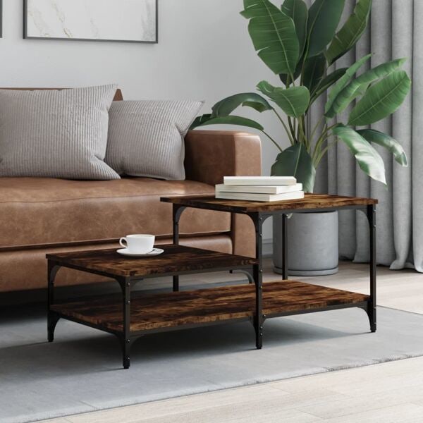 vidaXL Soffbord rökfärgad ek 100x50,5x45 cm konstruerat trä Brun