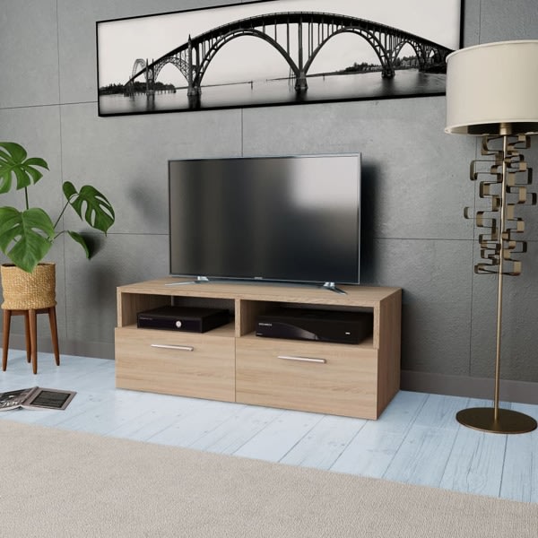 vidaXL TV-möbel spånskiva 95x35x36 cm ek Brun