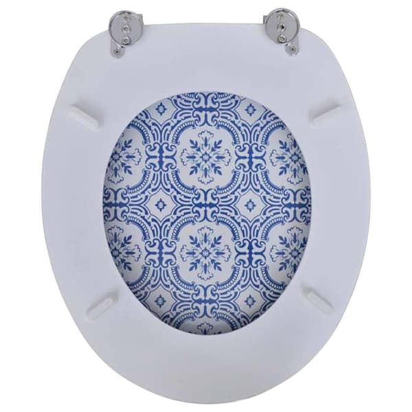 vidaXL Toalettsitsar med lock 2 st MDF porslin multifärg