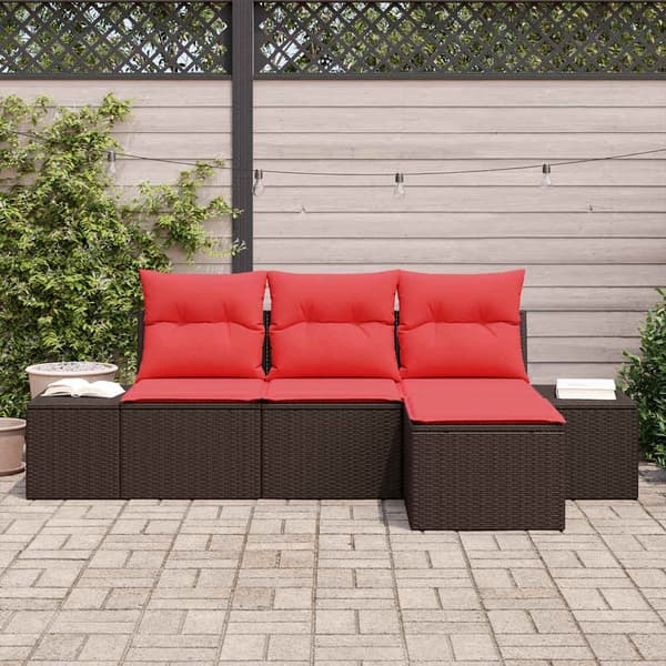 vidaXL Soffset 4 st Brun [Syntetisk]: Poly Rattan Brun