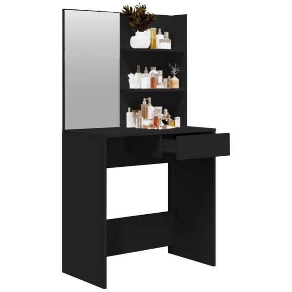 vidaXL Sminkbord med spegel svart 74,5x40x141 cm Svart