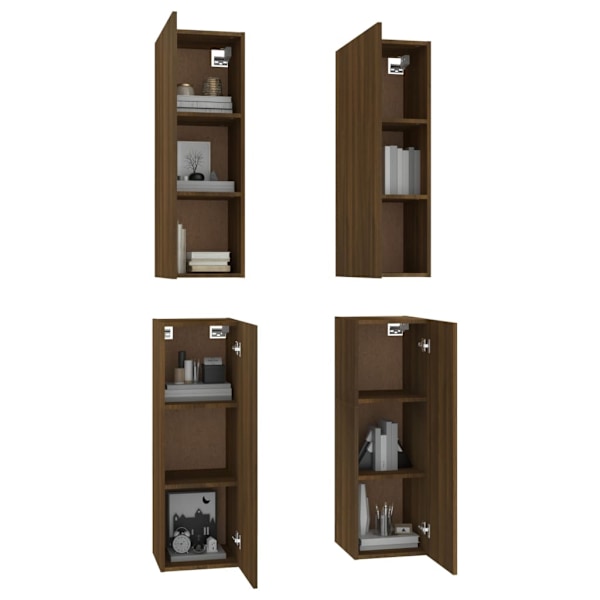 vidaXL TV-bänk 4 st brun ek 30,5x30x90 cm konstruerat trä Brun