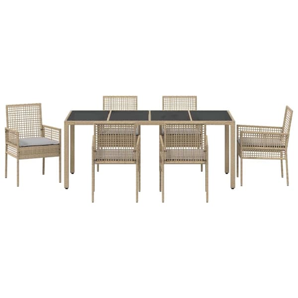 vidaXL Trädgårdsmöbelset 7 st Beige konstrotting Beige