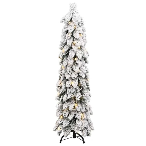 vidaXL Belyst plastgran med 80 LEDs och snö 150 cm Vit
