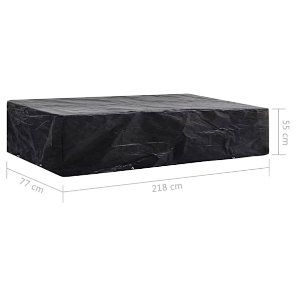 vidaXL Överdrag till solsäng 2 st 8 öljetter 218x77x55 cm Svart