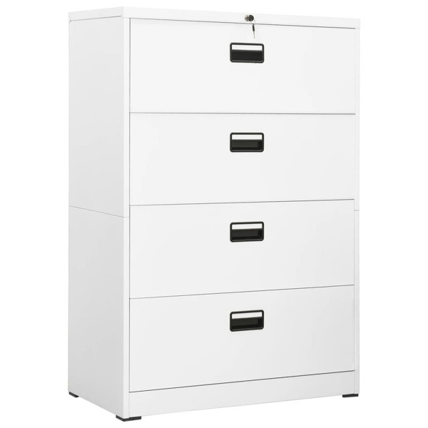 vidaXL Dokumentskåp vit 90x46x134 cm stål Vit
