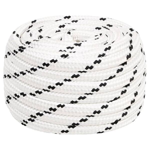 vidaXL Båtlina flätad vit 20 mm x 100 m polyester Vit