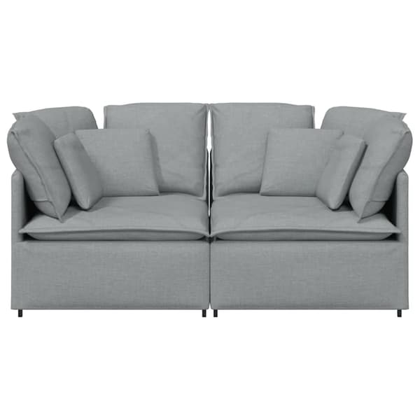 vidaXL Modulsoffa med dynor i tyg ljusgrå Grå