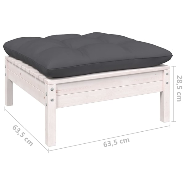 vidaXL Loungegrupp med dynor 7 delar vit massiv furu Vit