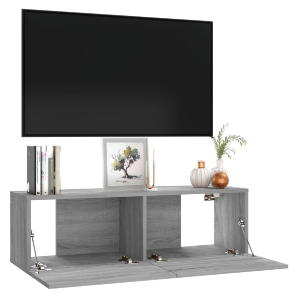 vidaXL Tv-bänk för vägg grå sonoma 100x30x30 cm konstruerat trä Grå