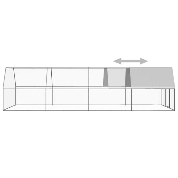 vidaXL Hönsbur för utomhusbruk 3x8x2 m galvaniserat stål Silver