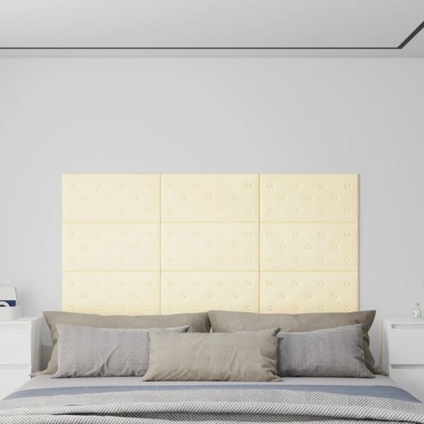 vidaXL Väggpaneler 12 st gräddvit 60x30 cm konstläder 2,16 m² Kräm