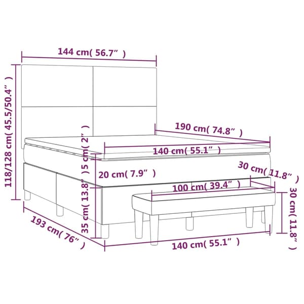 vidaXL Ramsäng med bäddmadrass grå 140x190 cm konstläder Grå
