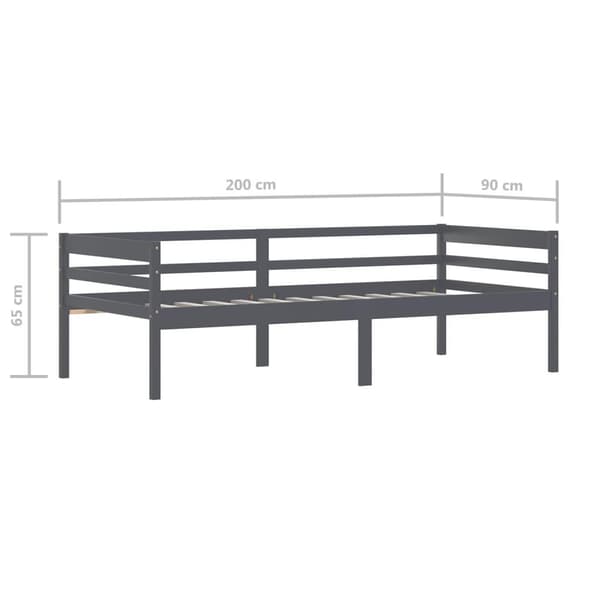 vidaXL Sängram mörkgrå massiv furu 90x200 cm grå