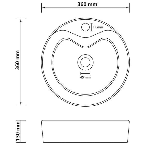 vidaXL Handfat med bräddavlopp matt mörkgrå 36x13 cm keramik grå