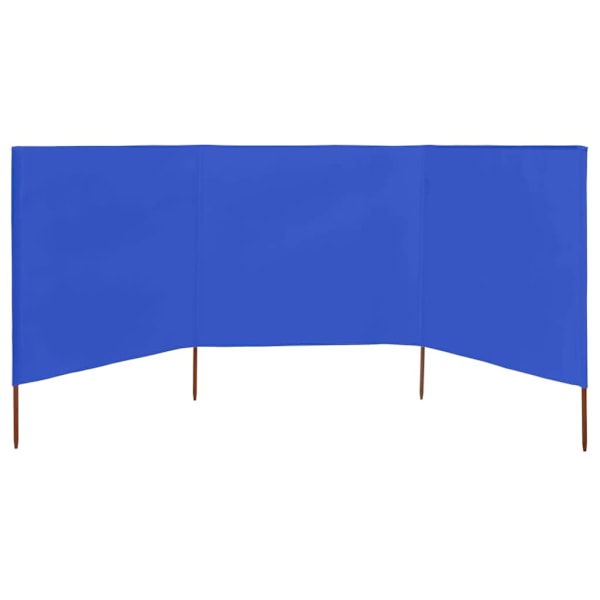 vidaXL Vindskydd 3 paneler tyg 400x80 cm azurblå Blå