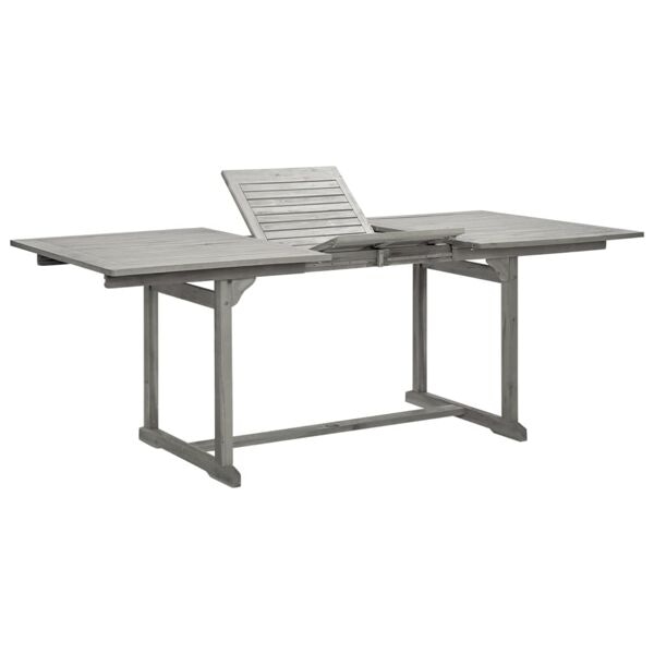 vidaXL Trädgårdsbord (150-200)x100x75 cm massivt akaciaträ grå