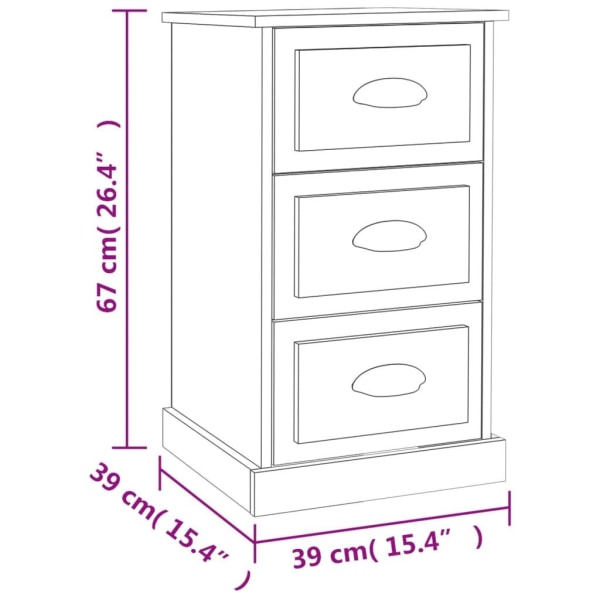 vidaXL Sängbord sonoma-ek 39x39x67 cm konstruerat trä Brun