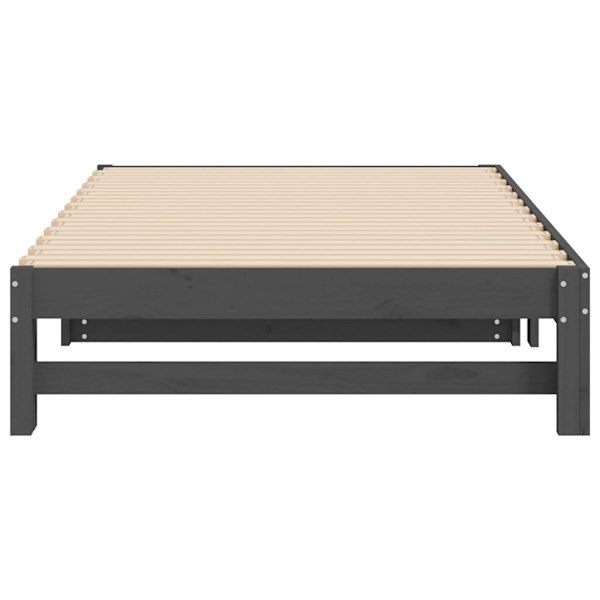 vidaXL Utdragbar dagbädd grå 2x(90x200) cm massiv furu Grå