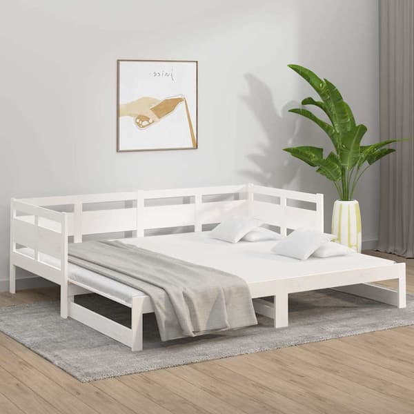 vidaXL Bäddsoffa vit massiv furu 2x(90x190) cm Vit