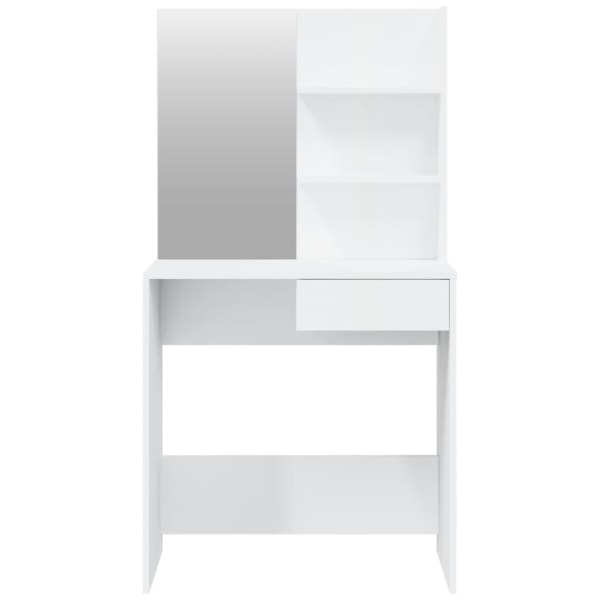 vidaXL Sminkbord med spegel vit högglans 74,5x40x141 cm Vit