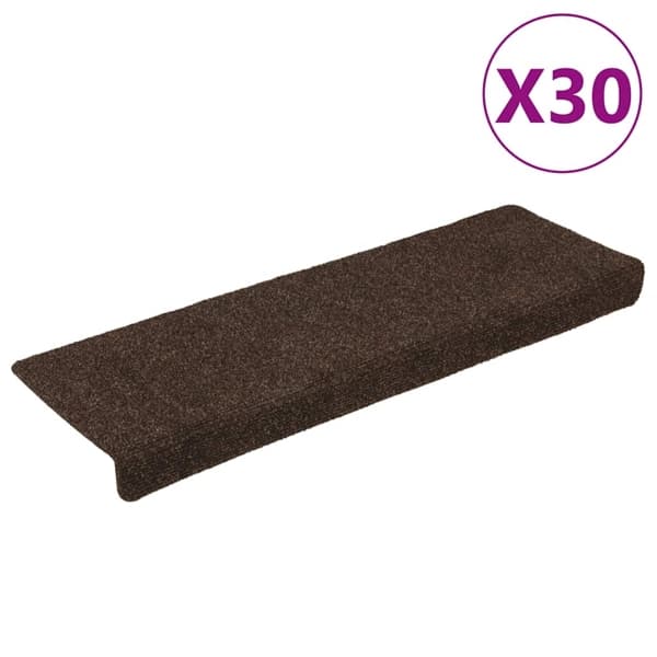 vidaXL Trappmattor självhäftande 30 st 65x21x4 cm bruna rektangulära kanter Brun