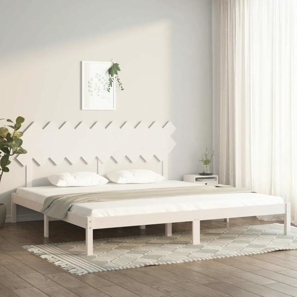 vidaXL Sängram vit 200x200 cm massivt trä Vit