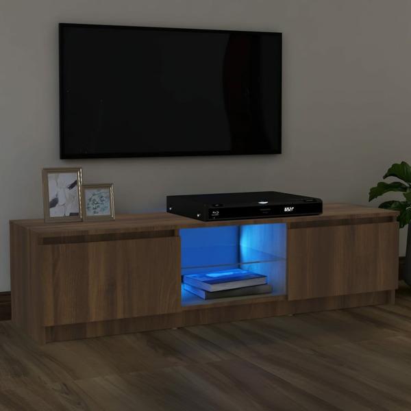 vidaXL TV-bänk med LED-belysning Brun ek 120x30x35,5 cm Brun