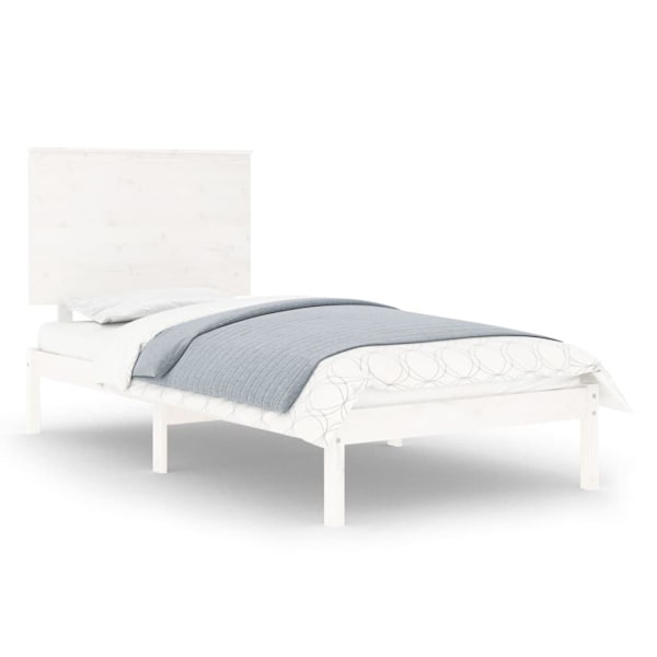 vidaXL Sängram vit massiv furu 100x200 cm enkelsäng Vit