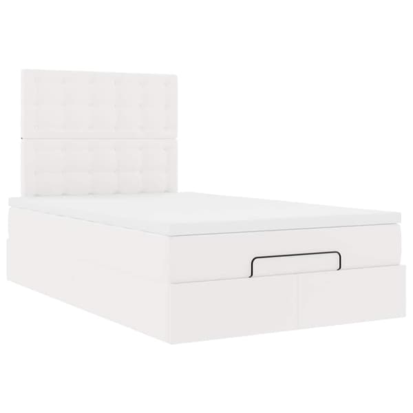 vidaXL Ottoman sängram med madrass vit 120x190 cm konstläder Vit