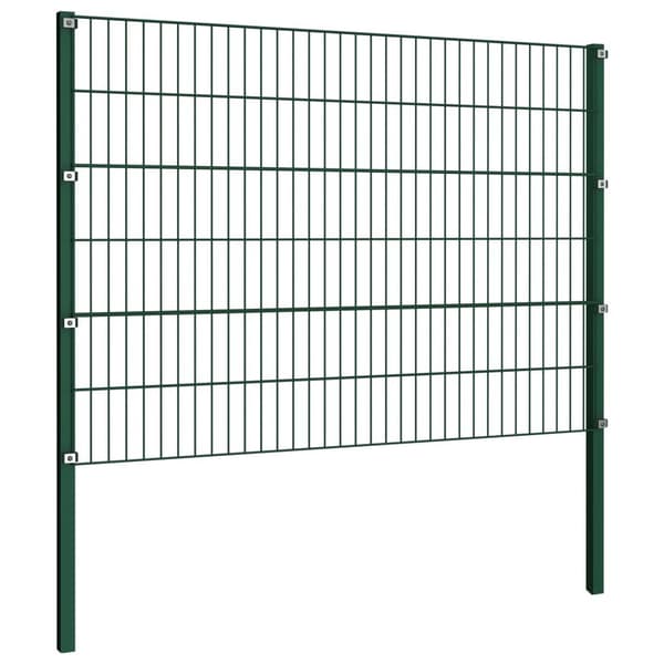 vidaXL Stängselpanel med stolpar järn 13,6x1,2 m grön Grön
