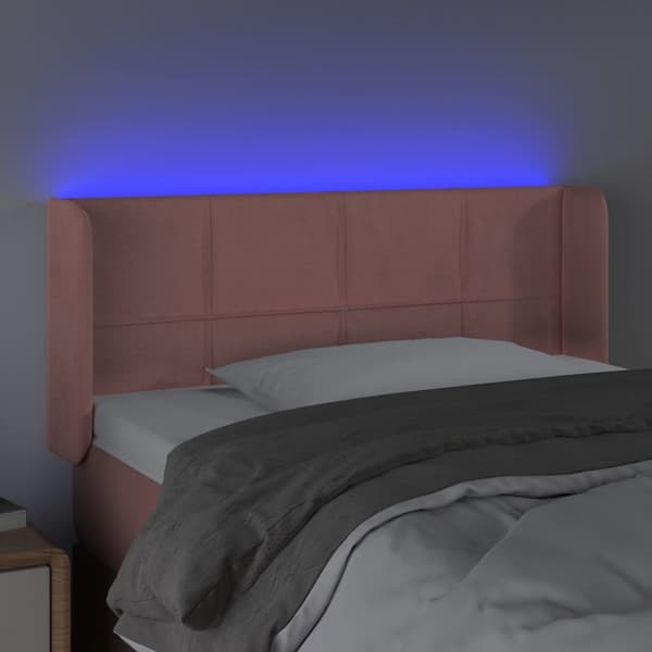 vidaXL Sänggavel LED rosa 103x16x78/88 cm sammet Rosa