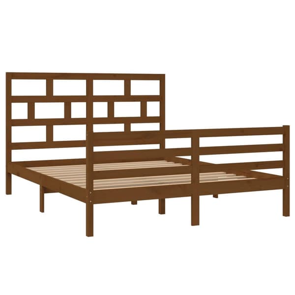 vidaXL Sängram honungsbrun massivt trä 150x200 cm Brun
