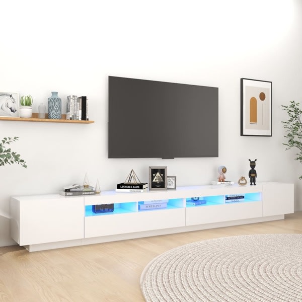 vidaXL TV-bänk med LED-belysning vit 300x35x40 cm Vit
