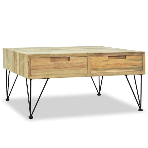 vidaXL Soffbord 80x80x40 cm massivt teakträ Brun