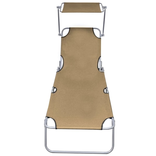 vidaXL Hopfällbar solsäng med tak stål taupe Taupe