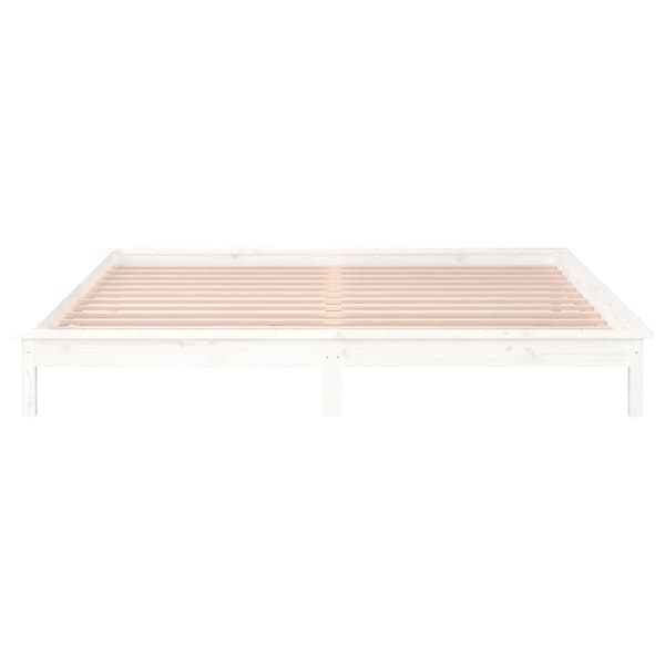 vidaXL Sängram LED vit 140x200 cm massivt trä Vit
