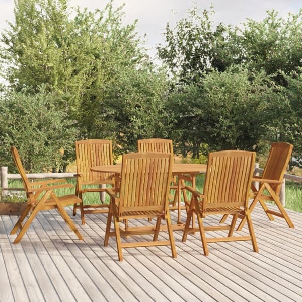 vidaXL Fällbara fåtöljer 6 st massivt trä i teak Brun