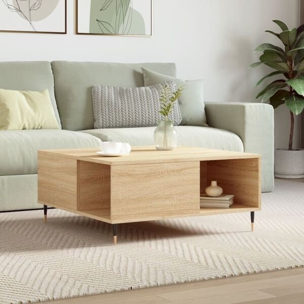 vidaXL Soffbord sonoma-ek 80x80x36,5 cm konstruerat trä Brun