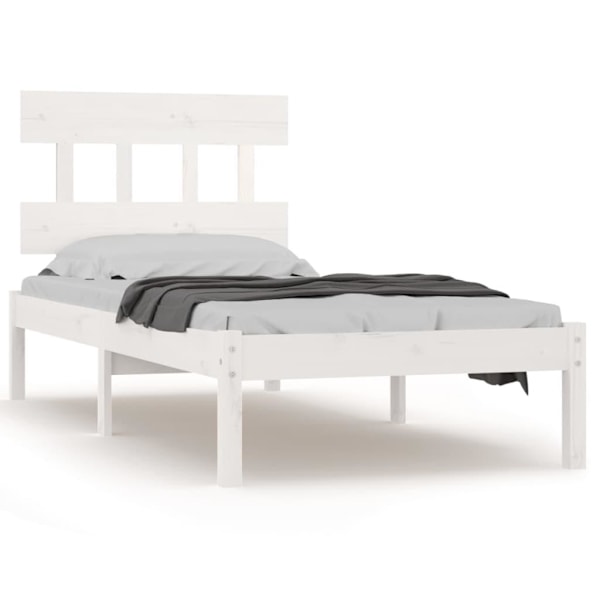 vidaXL Sängram vit massivt trä 90x200 cm Vit