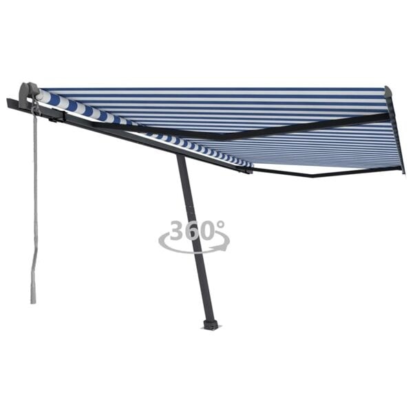 vidaXL Fristående markis automatisk 400x350 cm blå/vit Blå