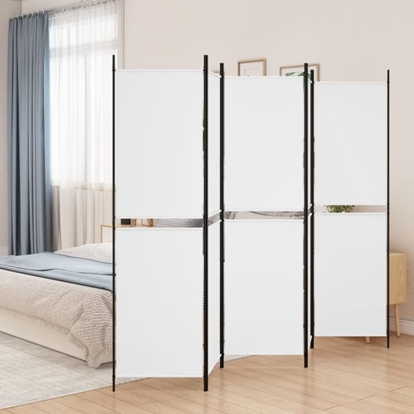 vidaXL Rumsavdelare 5 paneler vit 250x200 cm tyg Vit