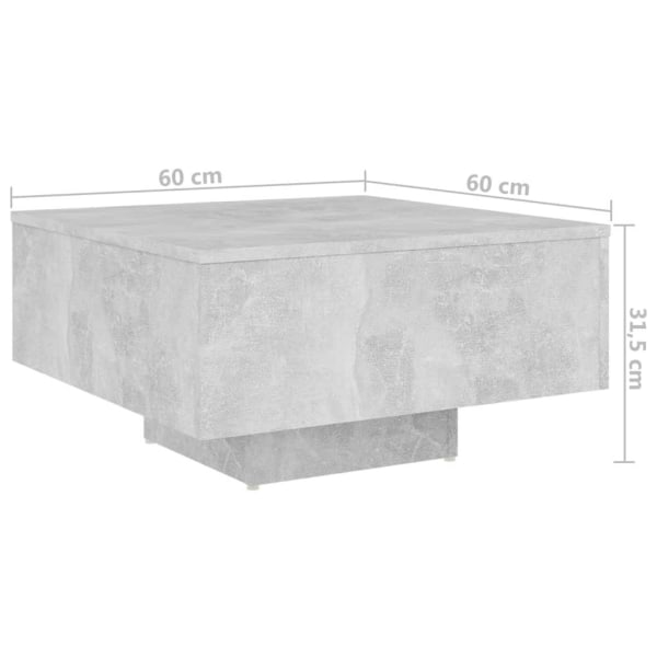 vidaXL Soffbord betonggrå 60x60x31,5 cm spånskiva grå
