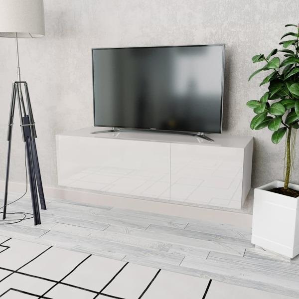 vidaXL TV-möbel spånskiva 120x40x34 cm vit högglans Vit