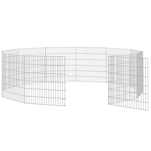 vidaXL Kaninhage 12 paneler 54x60 cm galvaniserat järn Silver
