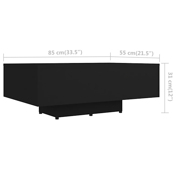 vidaXL Soffbord svart 85x55x31 cm konstruerat trä Svart