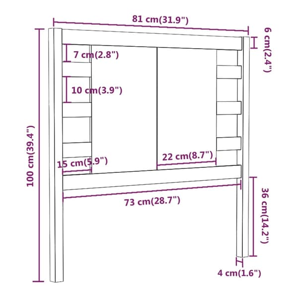 vidaXL Sänggavel grå 81x4x100 cm massiv furu Grå