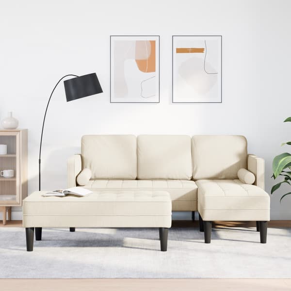 vidaXL Soffset med kudde 2 pcs Linne Polyester Beige