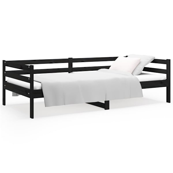 vidaXL Dagbädd svart 90x190 cm massiv furu Svart