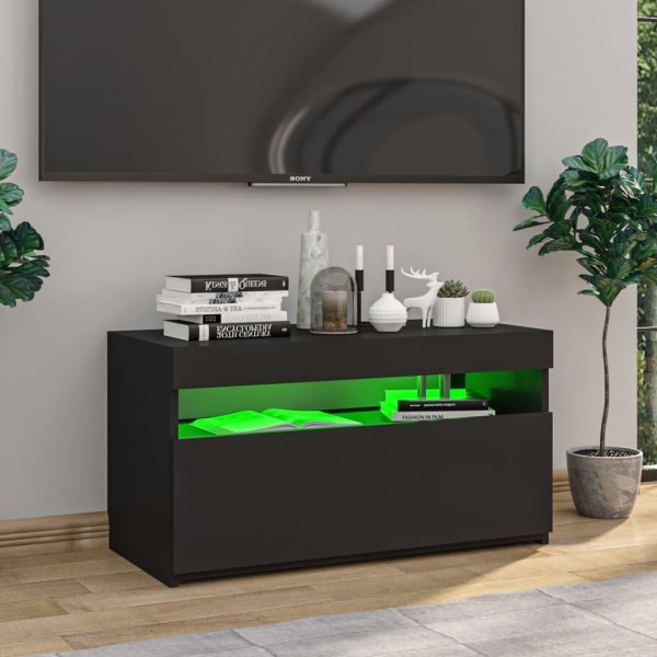 vidaXL Tv-bänk med LED-belysning svart 75x35x40 cm Svart